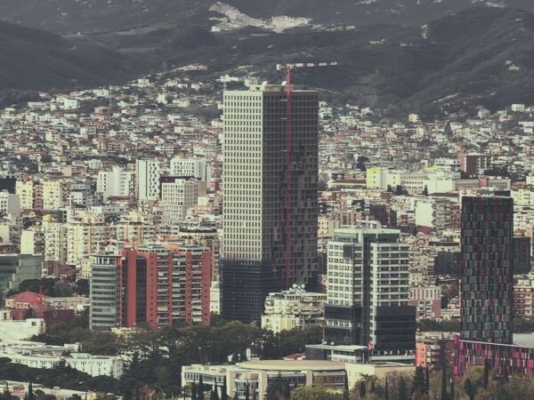 Tirana Cityscape and Mountains